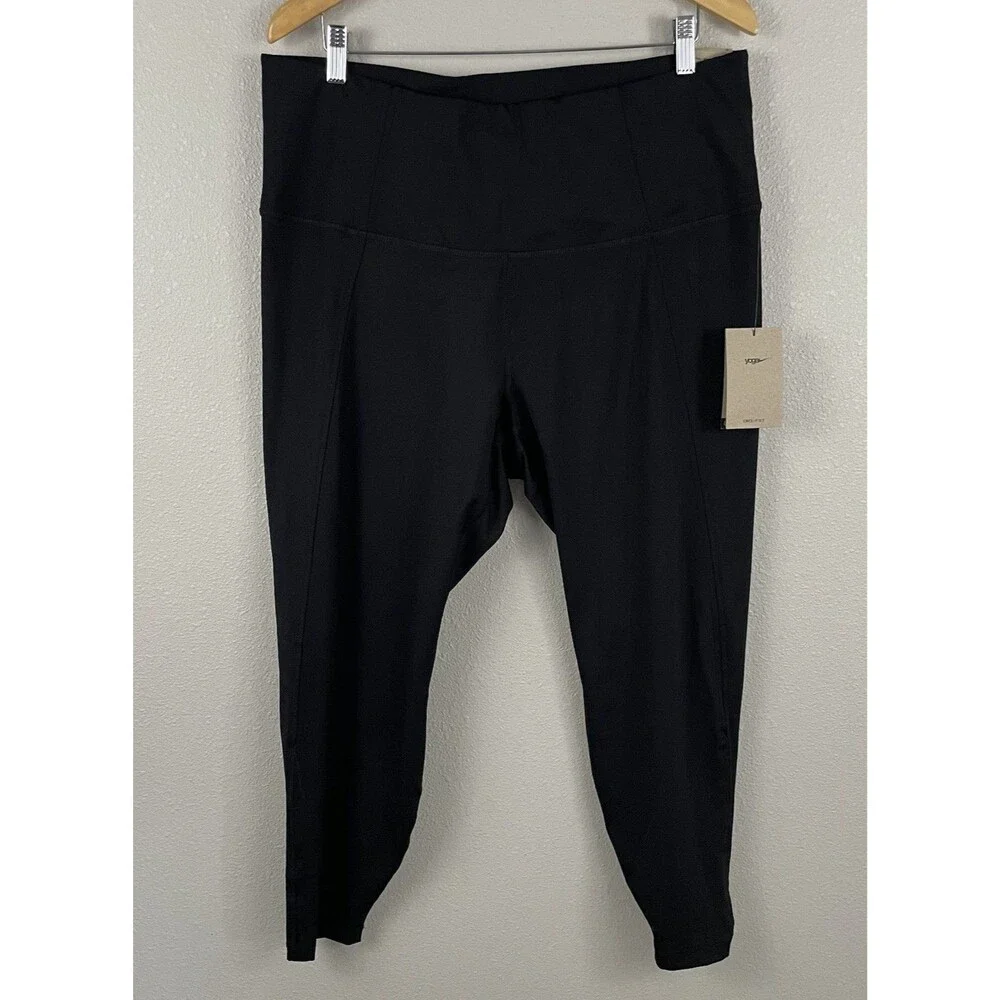 Nike Yoga Womens 2X Black Dri Fit High Rise 7/8 Length Legging Pant
